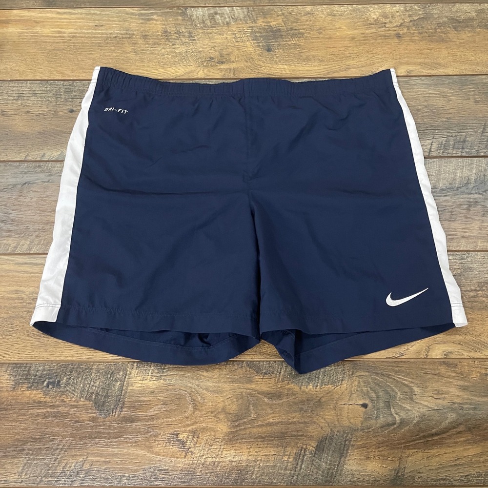 Nike Dri-FIT Mens Navy Blue White Running Training Shorts XXL Activewear Sporty